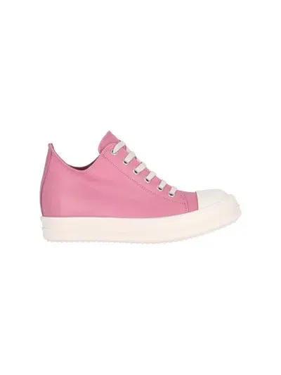 Rick Owens Low-top Leather Sneakers In Pink