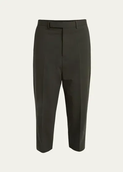 Rick Owens Men's Astaire Cropped Thin Wool Trousers In Forest