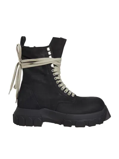 Rick Owens Men's Tactical Tractor Sneaker Boots In Black