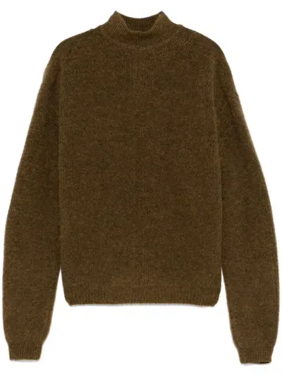 Rick Owens Mock-neck Sweater In Brown