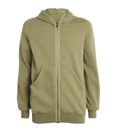 Rick Owens Organic Cotton Zipped Hoodie In Green