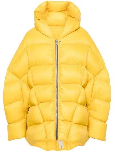 Rick Owens Peter Puffer Coat In Yellow