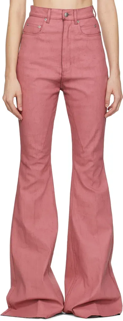 Rick Owens Pink Porterville Bolan Bootcut Jeans In 23 Thulian