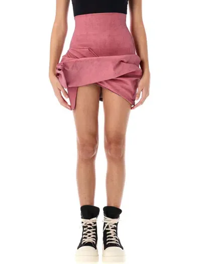 Rick Owens Porterville Draped Mini Skirt In Pink