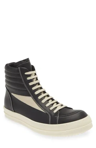 Rick Owens Leather High-top Sneakers In 911 Black/milk