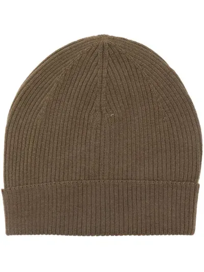 Rick Owens Ribbed-knit Beanie In Green