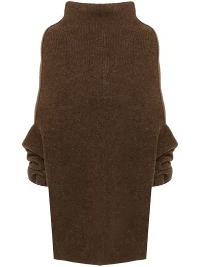 Rick Owens Shroud Sweater In Brown