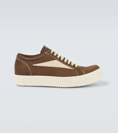 Rick Owens Suede Low-top Sneakers In Fawn/milk