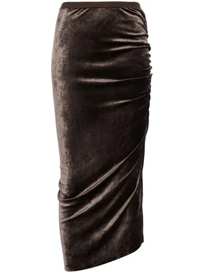 Rick Owens Svita Midi Skirt In Brown