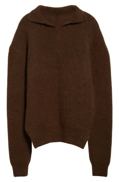 Rick Owens Tabard Fisherman Knit Alpaca & Wool Blend Sweater In Brown