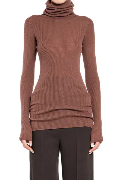 Rick Owens Turtleneck In Brown