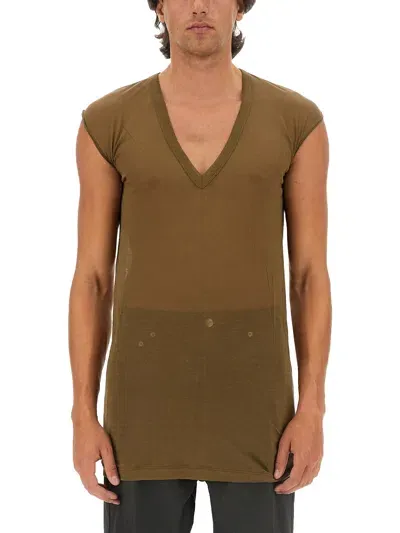 Rick Owens V-neck T-shirt In Brown