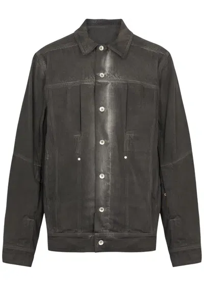 Rick Owens Sphinx Jumbo Worker Denim Jacket In Brown