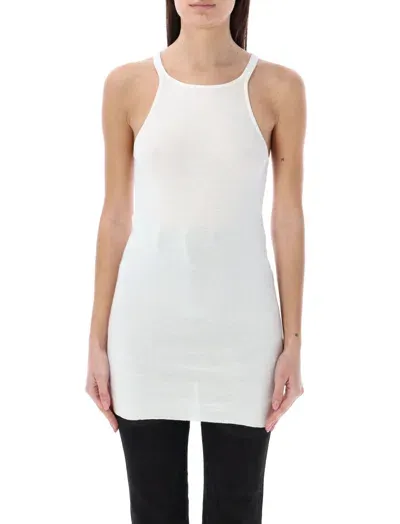 Rick Owens Raw Cut Hem Sleeveless Tank Top In White