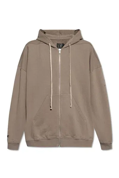 Rick Owens X Champion Jumbo Logo Embroidered Drawstring Hoodie In Brown