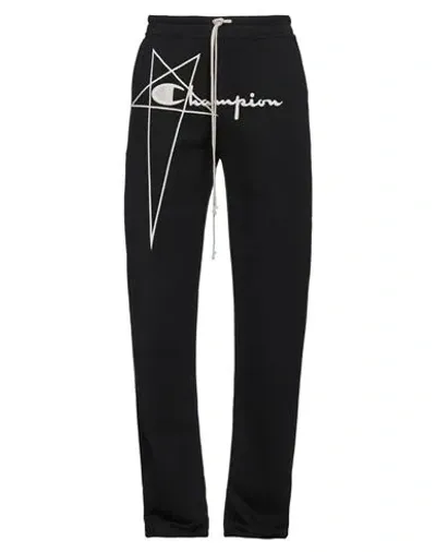 Rick Owens X Champion Logo-embroidered Cotton Track Pants In Black