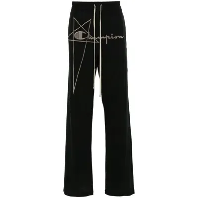 Rick Owens X Champion Dietrich Logo-embroidered Track Pants In Black