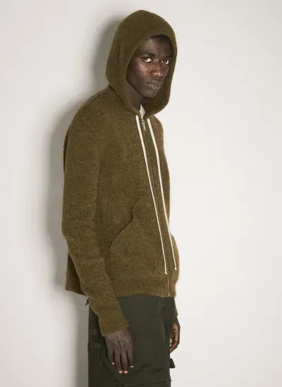 Rick Owens Zip-up Hooded Sweater In Green