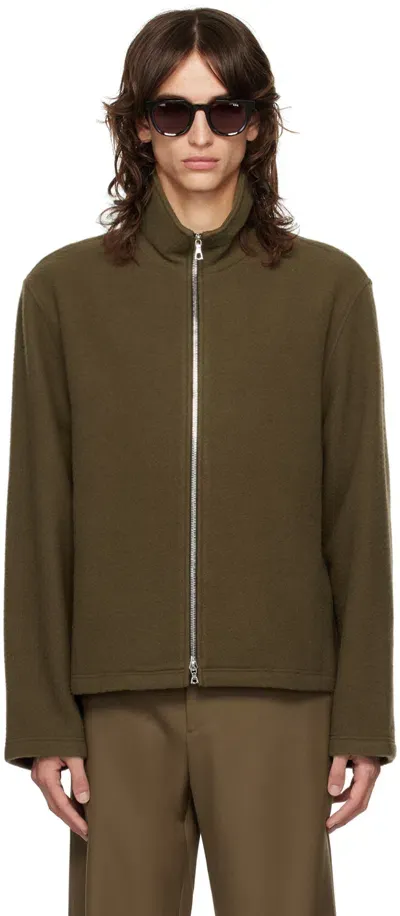 Rier Brown Two-way Zip Jacket In Castoro Fleece