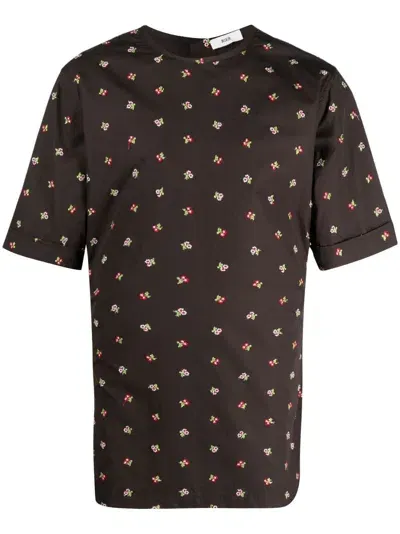 Rier Floral-print Cotton T-shirt In Schwarz