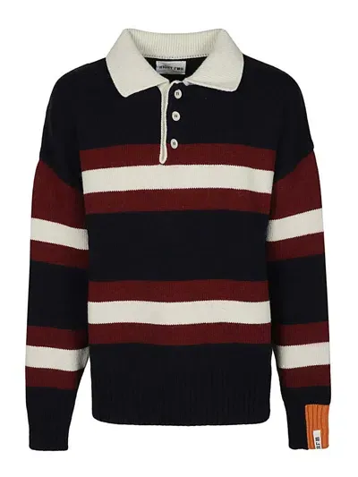 Right Fort Wool Striped Long Sleeve Polo Shirt In Azul