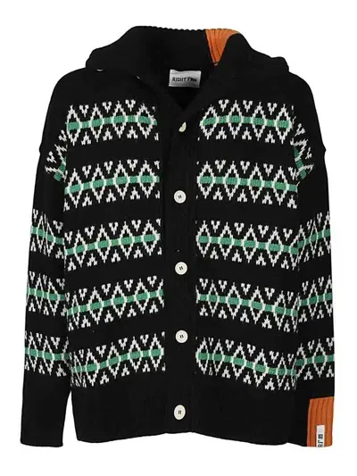 Right Fort Wool Jaquard Cardigan In Negro