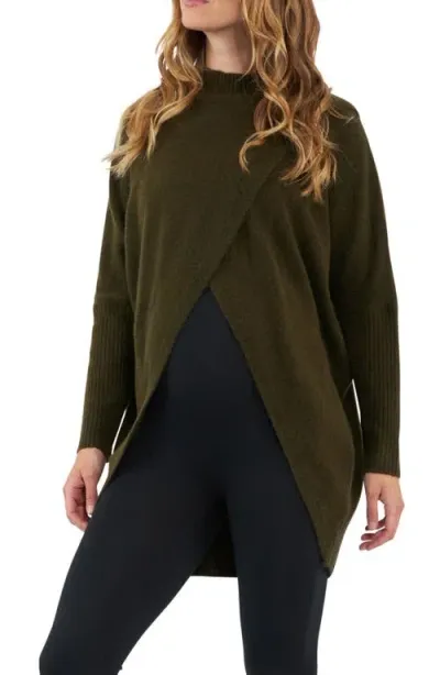 Ripe Maternity Hallie Cross Over Knit Sweater In Khaki