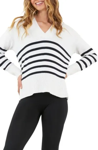 Ripe Maternity Hanna Maternity/nursing Sweater In White/navy