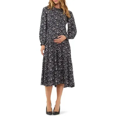 Ripe Maternity Izzie Tiered Maternity Dress In Midnight / Mocha