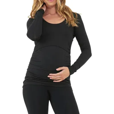 Ripe Maternity Knit Maternity/nursing Top In Black