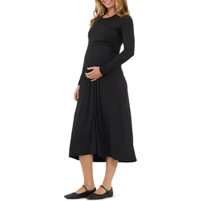 Ripe Maternity Luxe Knit A-line Nursing Dress In Black