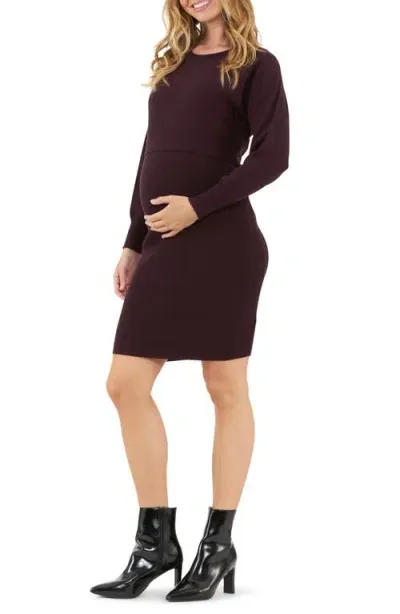 Ripe Maternity Lydia Nursing Dress In Maroon