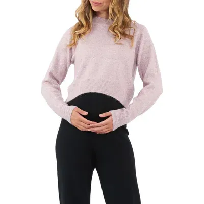 Ripe Maternity Tia Crop Knit Sweater In Pink Marle