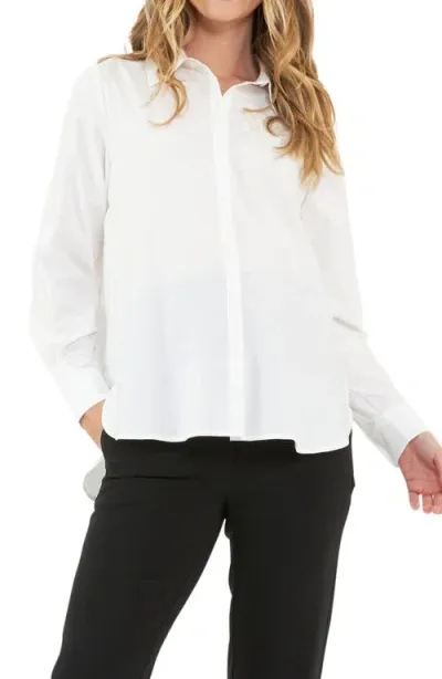 Ripe Maternity Tori Classic Maternity/nursing Button-up Shirt In White