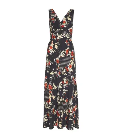 Rixo London Floral Print Lauriane Midi Dress In Black