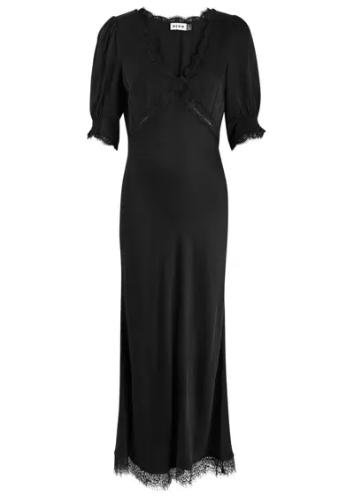 Rixo London Rixo Annina Lace-trimmed Satin Maxi Dress In Black