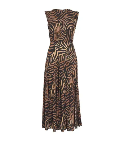 Rixo London Tiger Print Coralie Midi Dress In Black