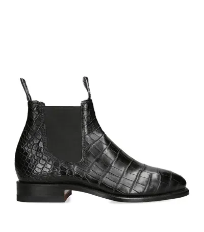 Rm Williams R. M Williams Crocodile Leather Ankle Boots In Black