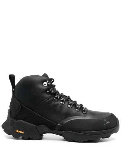 Roa Lace-up Leather Boots In Black