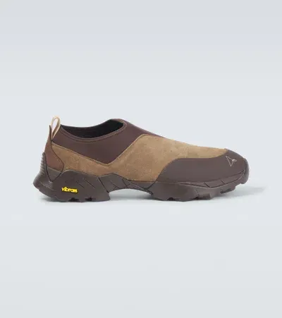 Roa Suede-trimmed Slip-on Sneakers In Brown Mty0001