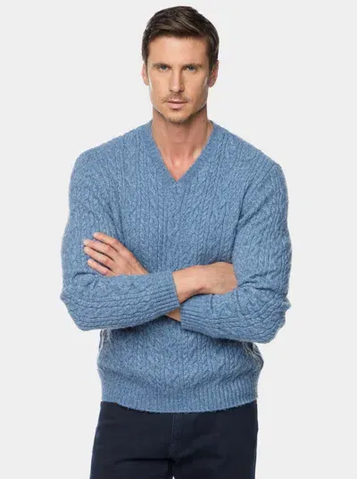 Robert Graham Anson Cable Sweater In Blue