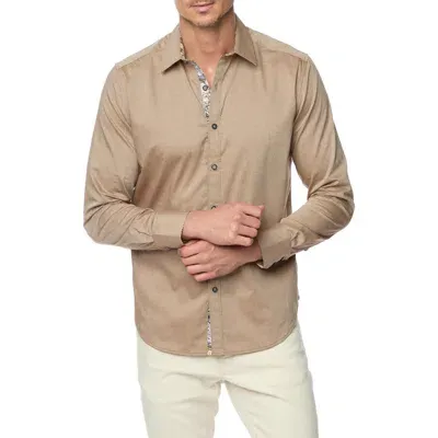 Robert Graham Classic Fit Stretch Cotton Button-up Shirt In Khaki