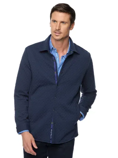 Robert Graham Downey Long Sleeve Knit Jacket In Navy