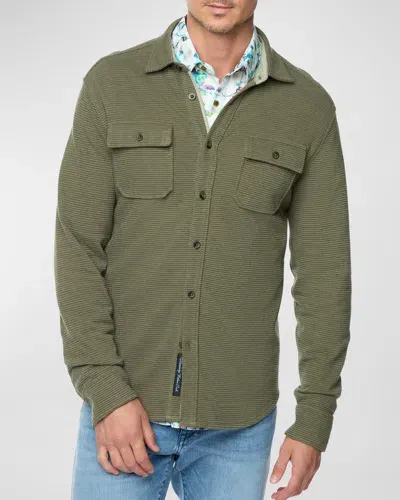 Robert Graham Brunner 2 Textured Knit Button Down Shirt In Olive