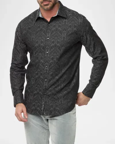 Robert Graham Highland Classic Fit Tapestry Print Cotton Button-up Shirt In Charcoal