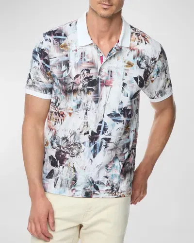 Robert Graham Iver Abstract Botanical Polo Shirt In White