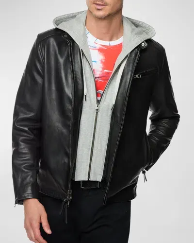 Robert Graham Men's Leather Moto Jacket In Black