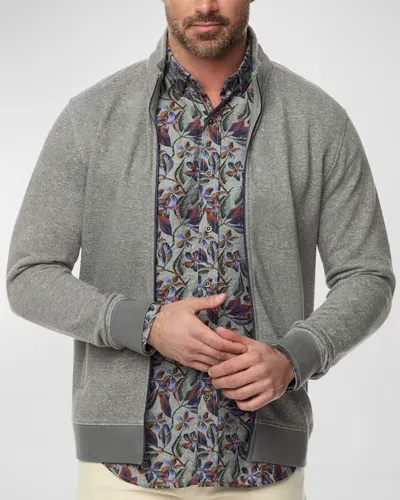 Robert Graham Men's Renato Cotton Knit Full-zip Sweater In Heather Grey