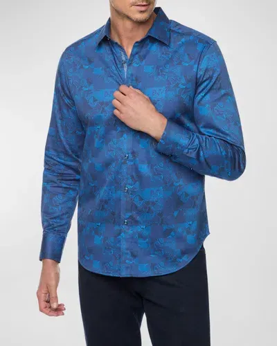 Robert Graham Men's Tourneau Paisley-print Sport Shirt In Sapphire