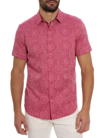 Robert Graham Voyage Short Sleeve Button Down Shirt In Pink